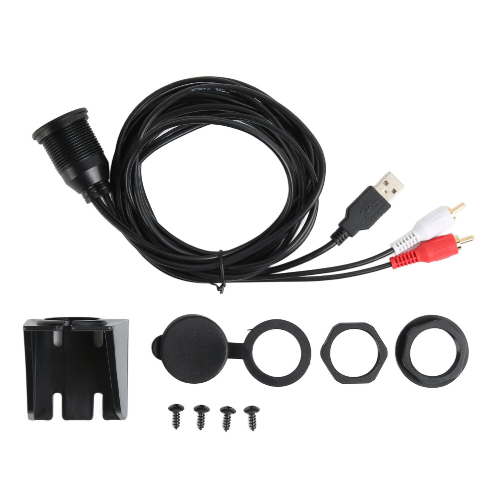 Usb Port Aux Extension Mount, High Speed Data Transfer Flush Mount Panel Dash Cable With Water Proof Design For Car Boat Motorcycle 9486358970713