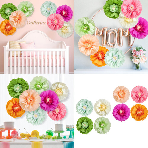 Boules de fleurs en papier, 4 pièces, boules de papier de-Vert 2