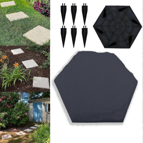 (4 Pcs Blue Square)Stake Down Stepping Stones, Non-Slip Stake Down Stepping Stones Square Outdoor 2
