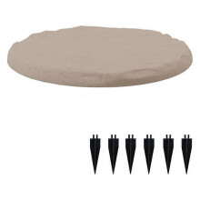 (4 Pcs Beige Round)Stake Down Stepping Stones, Non-Slip Stake Down Stepping Stones Square Outdoor