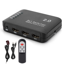 HDMI kapcsoló 5 bemenettel és 1 kimenettel, tökéletesen kompatibilis PS4PRO Xbox One S konzollal, támogatja a 4K60Hz prémium lapkakészlettel