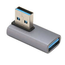 USB A samec-samice adaptér vysokorychlostní přenos dat 90stupňový levý úhel provedení hliníkové slitiny pouzdro plug and play pro PC