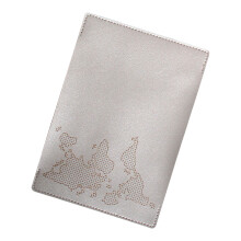 Individualized Passport Holder With Map Embroidery-White gray