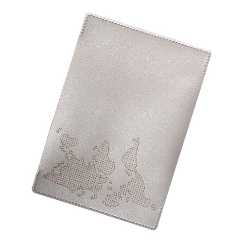 Individualized Passport Holder With Map Embroidery-White gray