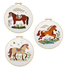 Set van 3 borduursets met paardenthema voor huisdecoratie,