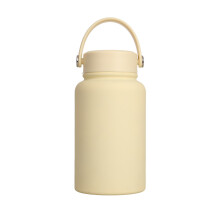 Brede mond sportdrankfles 650 ml vacuüm geïsoleerd- Beige kleur