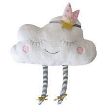 Niedliches, besticktes Gesichtskissen, dekoratives Wolkenkissen mit langen Beinen und Sternenverzierungen, ideal für Kinder und Erwachsene, bequem