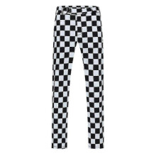 (L,White and Black)Mens Straight Leg Plaid Casual Trousers