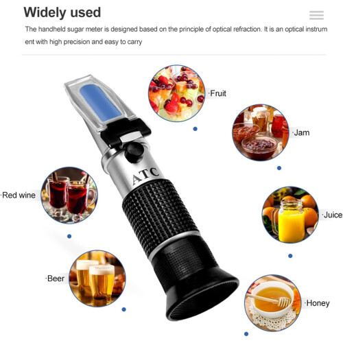 Brix Refractometer, Handheld Sugar Tester 025% Alcohol 040% Brix 1