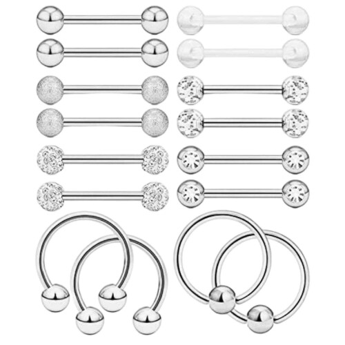 Κοσμήματα piercing θηλών με ράβδο γλώσσας, σετ δαχτυλιδιών piercing με ράβδο γλώσσας 16 1