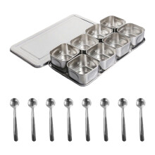 Sturdy Stainless Steel Seasoning Box 6/8 Grids-Spoon Model