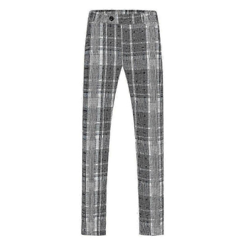 (L,Blue)Mens Straight Leg Plaid Casual Trousers