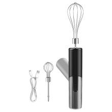 Handheld Electric Mixer Foldable Stainless Steel Whisks 3-Black
