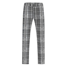 (3XL,Blue)Mens Straight Leg Plaid Casual Trousers
