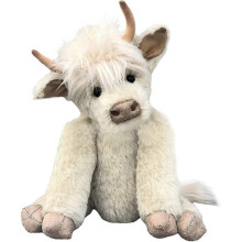 (White)Highland Cow Plush Toy, Realistic Scottish Highland Cuddly Cattle Plushies,farm Decor Birthday Gift For Adults Kids Boys Girls
