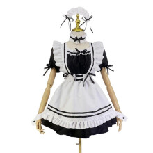 (L, Black) Maid Outfit Halloween French Maid Dress Cosplay Costume Classic Apron Women's Exotic Costumes