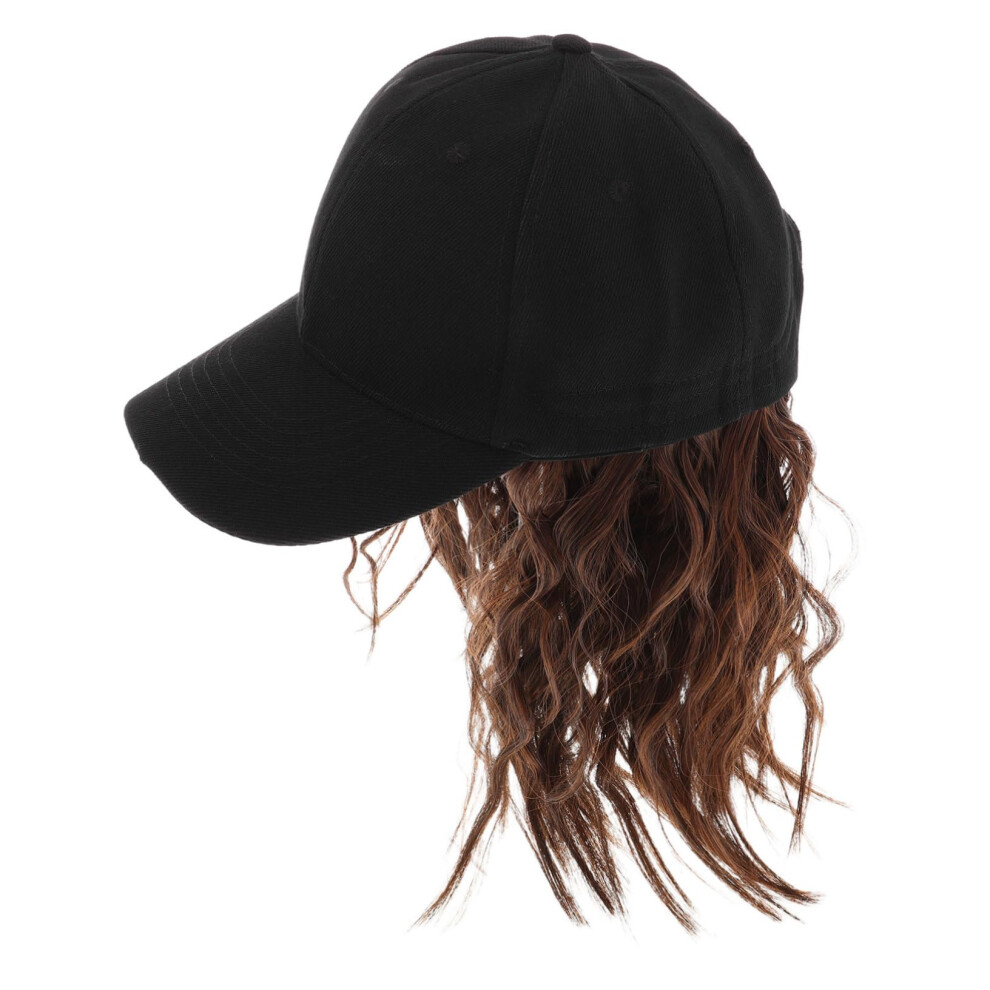 Baseball cap with curly short wig for women in bobo style, fashionable hair cap