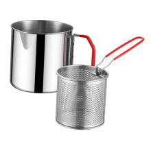 Stainless steel deep fryer pot with builtin strainer basket, Style A Basket