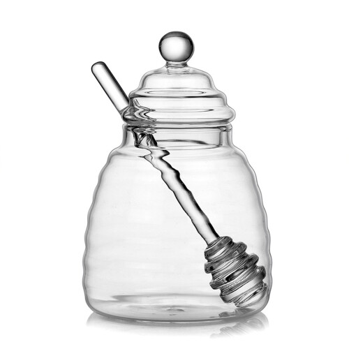 Kitchen Honeys Container Glass Clear Reusable Stir Stick-500ML