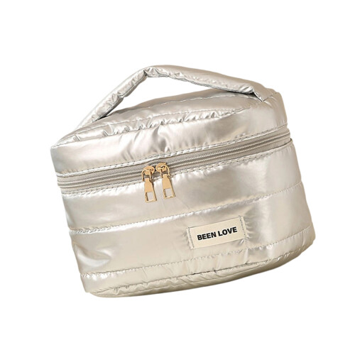 Waterproof Makeup Bag Large Capacity for-silver Square bag L