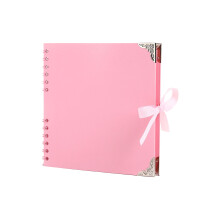 Blank Pages Scrapbook Paper Photo Album with Ribbon DIY-Pink