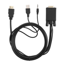 VGA naar HDMI-adapter, digitale naar analoge signaalomzetter met hoge resolutie voor laptop, pc, monitor of projector met actieve IC-chip,