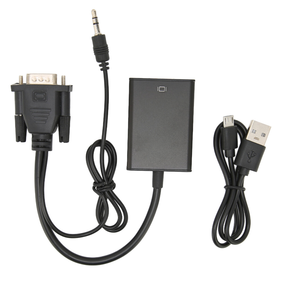 Vga To Hdmi Adapter, Audio Video Cable Converter Ensuring Lossless Transmission, External Power Supply For Enhanced Signal Integrity 9486358973219