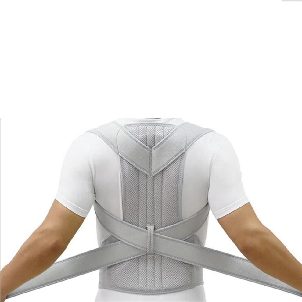 Light/Grey Brace Support Back Shoulder Straightener Belt Corset Upper Back Pain Relief Posture Corrector Strap Cervical Spine Belt M