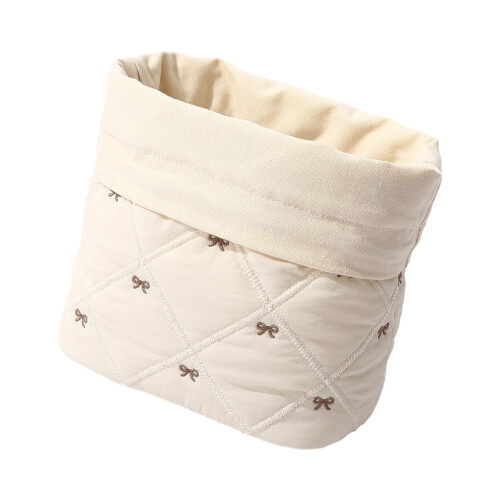Solution de rangement cosmétique élégante avec broderie-beige1