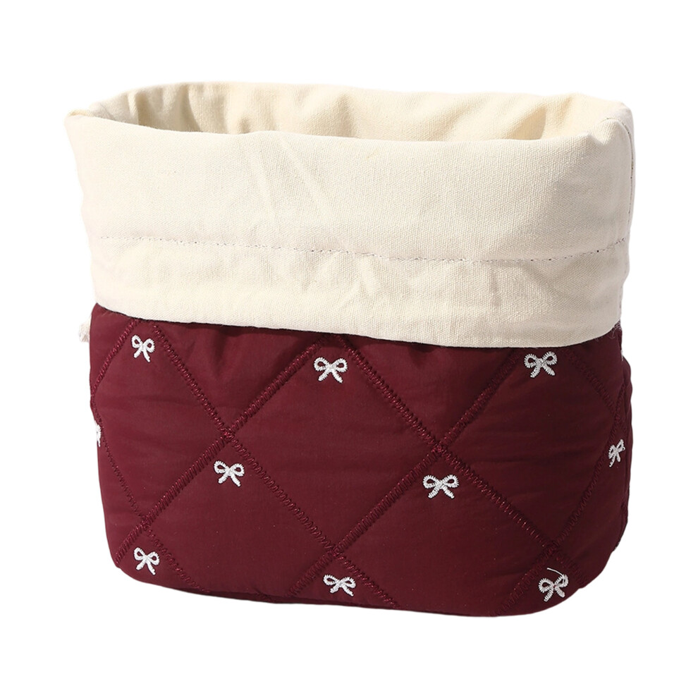 Red Functional Bowknot Storage Pouch For Cosmetics Embroide