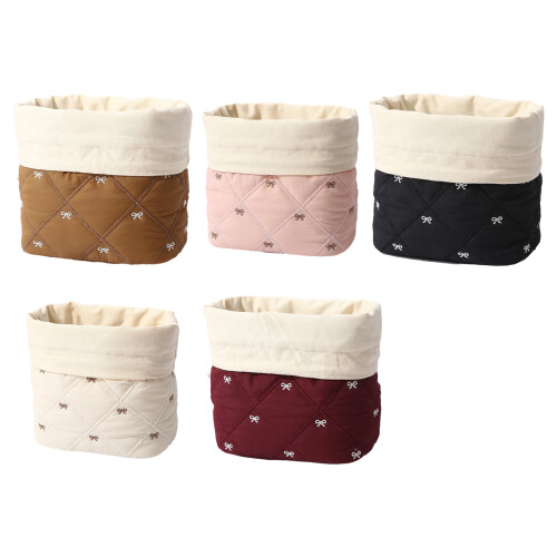Large Capacity Bowknot Design Makeup Pouch Soft Fabric-Pink 1