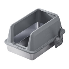 High Side Splash Prevent Cats Litter Box with-Dark gray