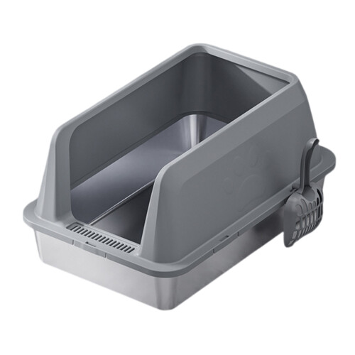 High Side Splash Prevent Cats Litter Box with-Dark gray