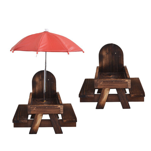 Squirrels Feeding Station Small Pet-Charcoal burned umbr 2