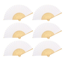 6Pcs Reusable Thick Paper Fans Cooling Accessories Line Dance-C