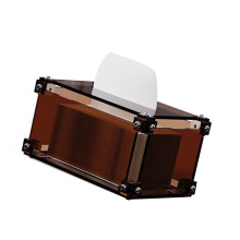 Transparent Acrylic Tissue Box Rectangular Paper-Tea Brown