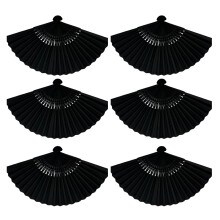 6Pieces Foldable Bamboos Handle Hand Fans for Raves Event-B