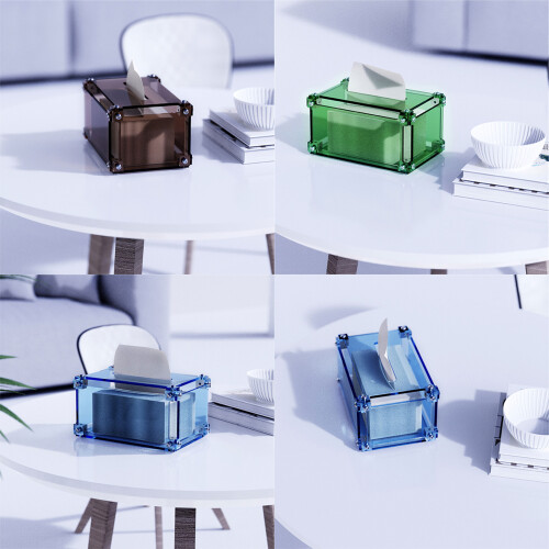 Transparent Nordic Style Acrylic Tissue Box Rectangular-Blue 2