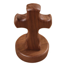 Walnut Wood Religious Standing Crosses with-Round bottom