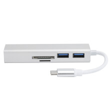 Adaptador Hub Ethernet para Laptop, Hub 5 em 1 de Alta Velocidade com Porta Ethernet Gigabit USB Tipo C para RJ45, Porta USB 3.0 e Adaptador Gigabit