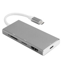 Hub USB-C para iPad Pro, Adaptador Multiportas 7 em 1 com Portas HDMI, USB 3.0, Leitor de Cartão SD/TF, Suporta Saída de Vídeo 4K, Plug and Play,