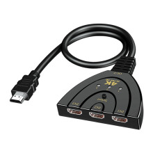 HDMI kapcsoló otthoni szórakoztatáshoz, 4K felbontású HDMI elosztó 3 portos HDMI kapcsolóval és plug and play funkcióval Xbox PS5 Devi-hez