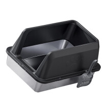 Stainless Steel Cats Litter Tray Easy to Clean High Side-Black