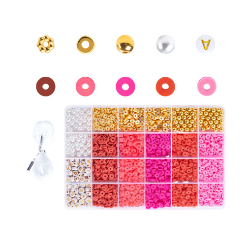 Ensemble de perles artisanales, perles d'espacement-Série rouge