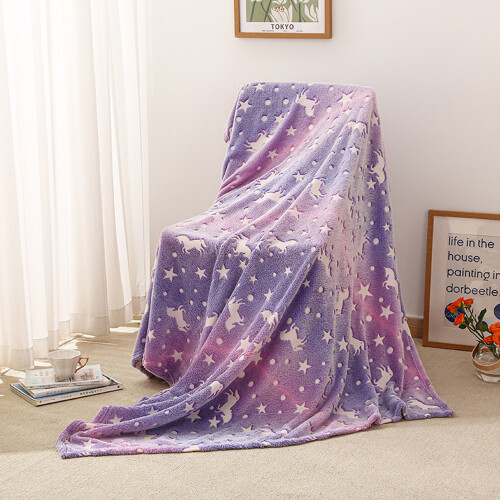 Κουβέρτα Tie Dye Galaxy Unicorn που φωσφορίζει στο σκοτάδι, απαλό ύφασμα μικροϊνών από 1