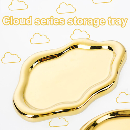 Ceramic Presentation Dish With Cloud Outline for Home-White 1