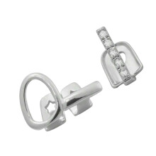 Trendy Horizontal Bar Teeth Jewelry Double-A silver set
