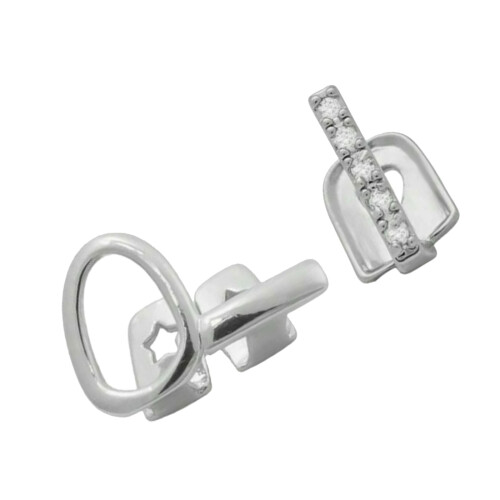 Trendy Horizontal Bar Teeth Jewelry Double-A silver set