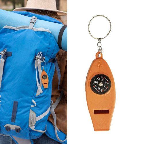 Emergency Whistle Keychain Magnifier Temperature-Orange 2
