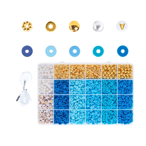 Ensemble de perles de bricolage, perles-Système bleu
